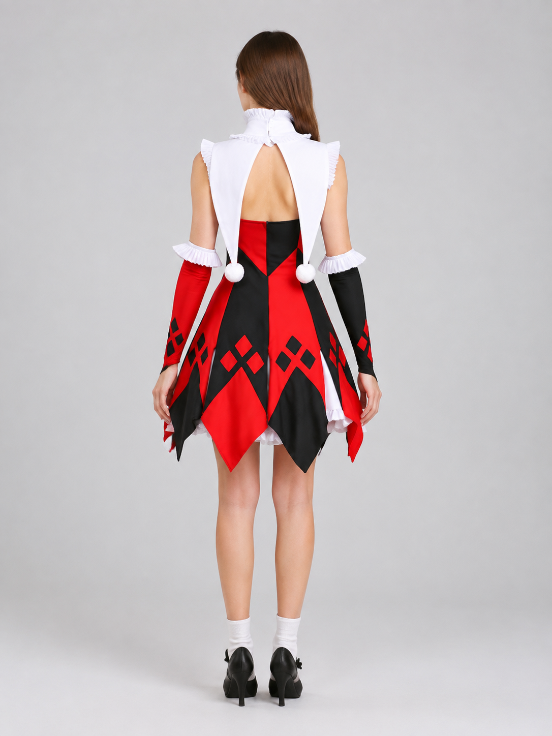 Jester Costume Dress with Diamond Pattern back view