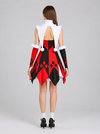 Jester Costume Dress with Diamond Pattern back view