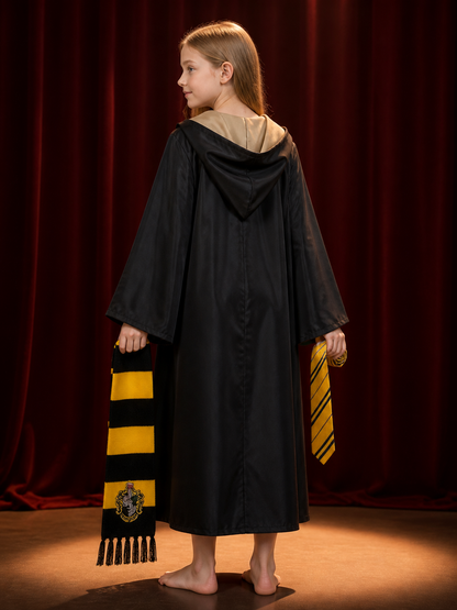 Hufflepuff Hooded Robe for Cosplay and Halloween back view