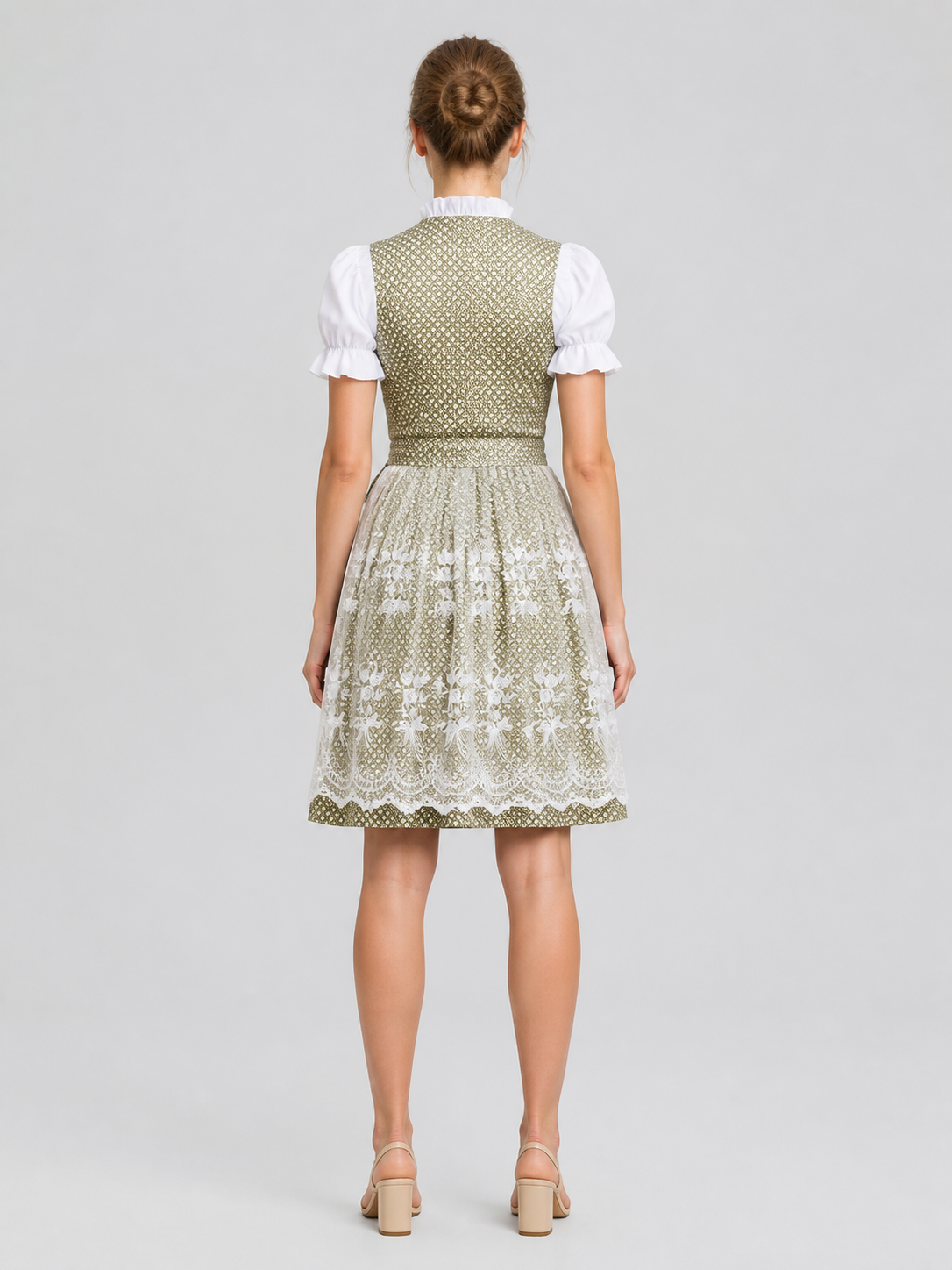 Bavarian-Style Dress with Lace and Lacing back view