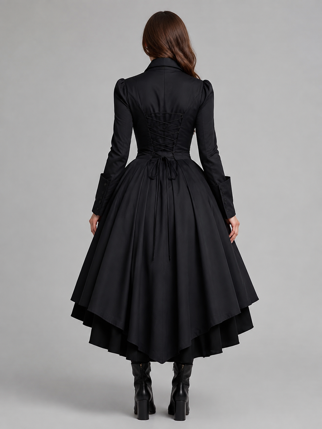 Gothic Dress with Bow and Back Lacing back view