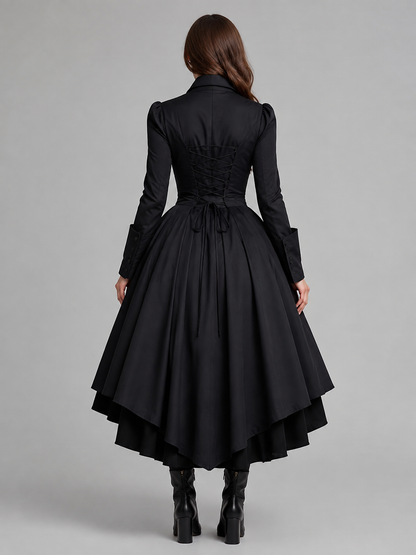 Gothic Dress with Bow and Back Lacing back view