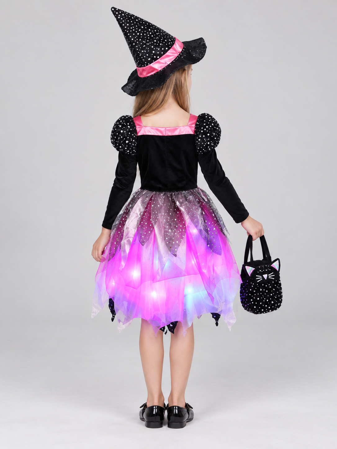Kids' Witch Costume with Hat and Lights
