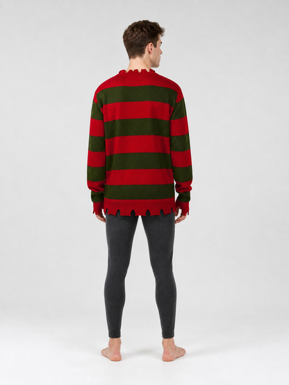 Striped Horror-Style Sweater for Costume Parties