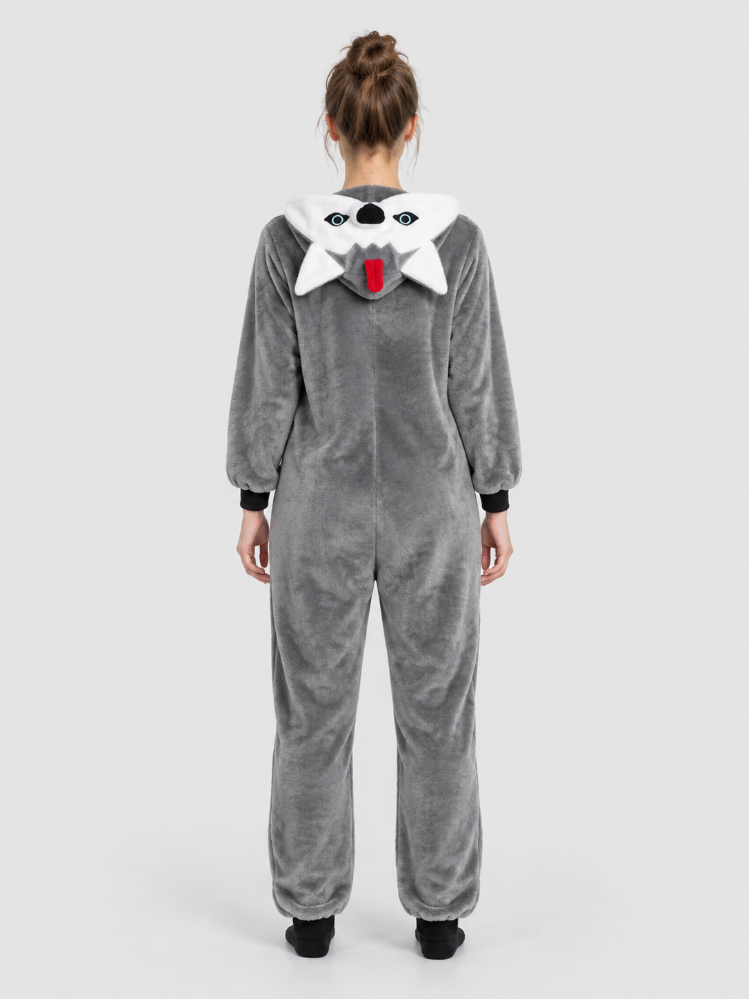 Flannel Hooded Pajama Jumpsuit with Ears