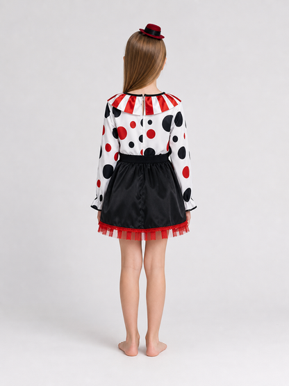 Children's Clown Costume with Skirt and Hat for Stage Performances