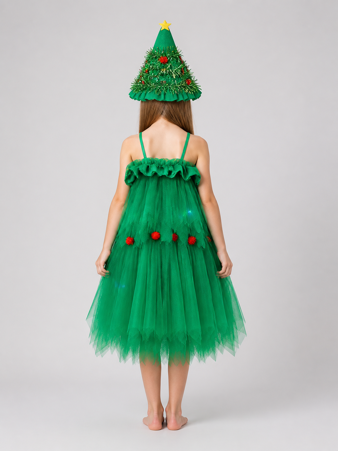 Light-Up Christmas Tree Costume with Dress and Hat back view