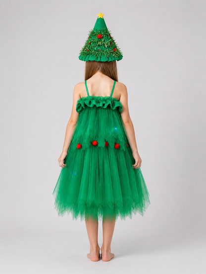 Light-Up Christmas Tree Costume with Dress and Hat back view
