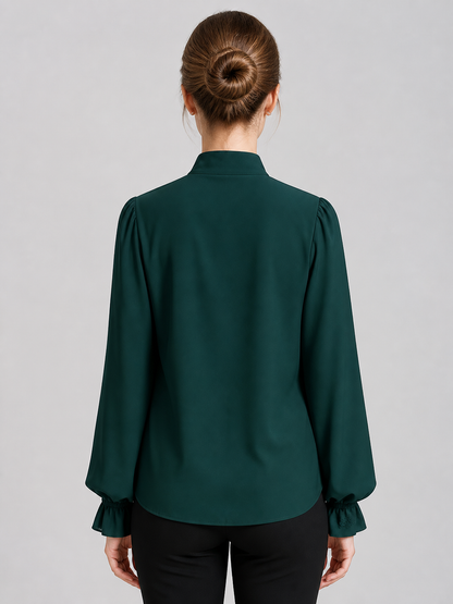 Vintage Ruffled Blouse, Dark Green