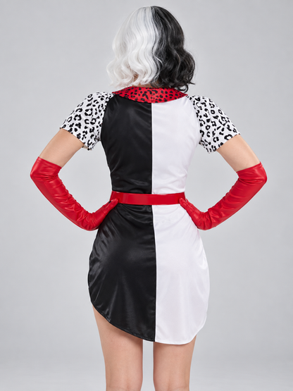 Black and White Wavy Wig with Bangs for Cosplay