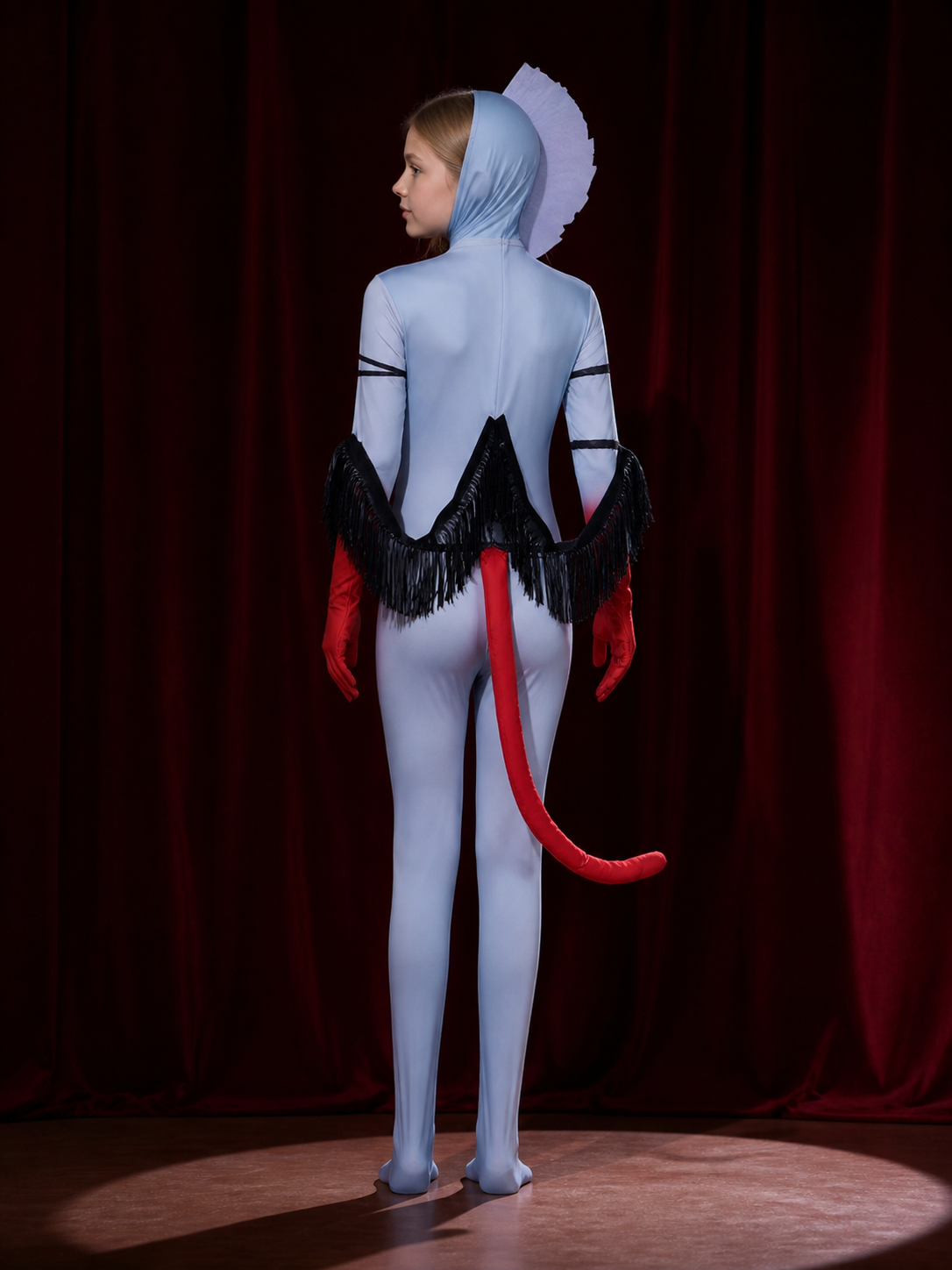 Kids Avatar 3 Volcano Goddess Halloween Bodysuit Costume with Tail back view