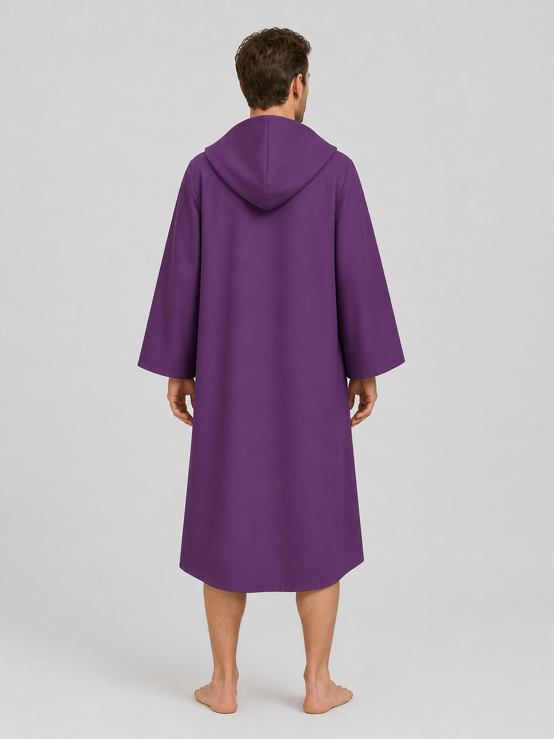 Adult Purple Hooded Carnival Cloak back view