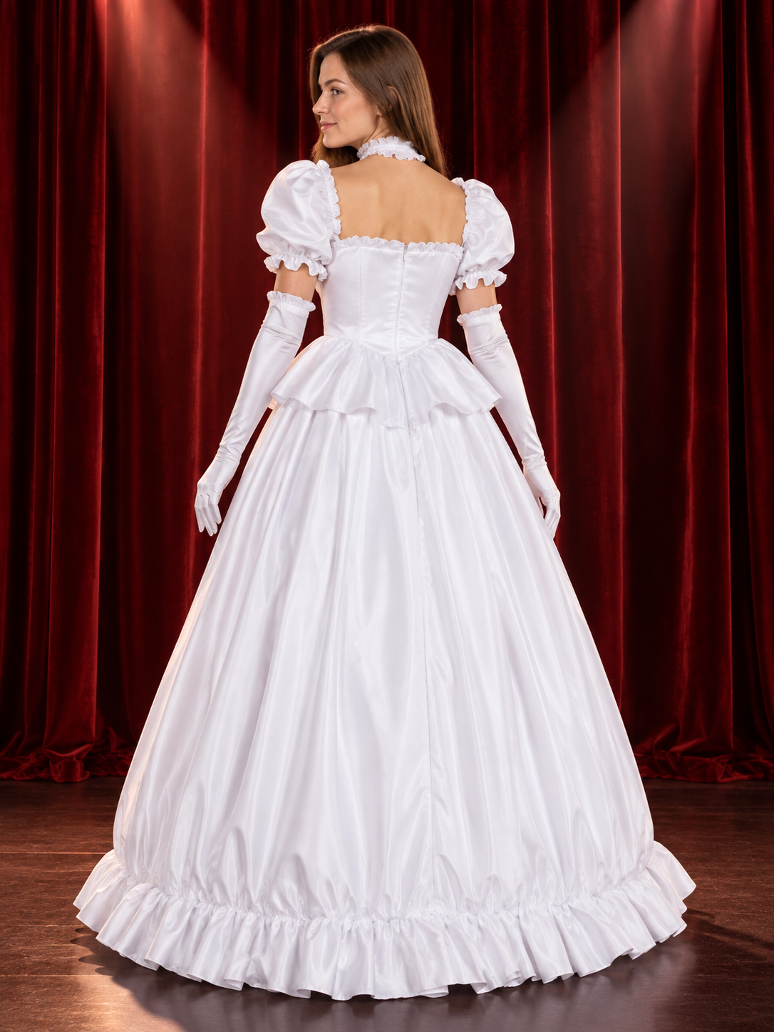 cosplay costume white dress with gloves and necklace