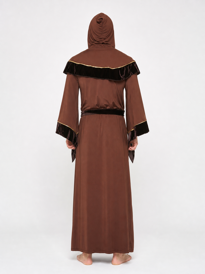 Medieval-Style Hooded Robe with Belt