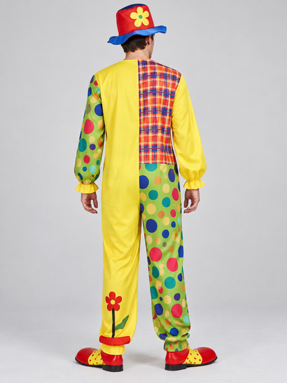 Adult Clown Costume with Hat and Bow Tie