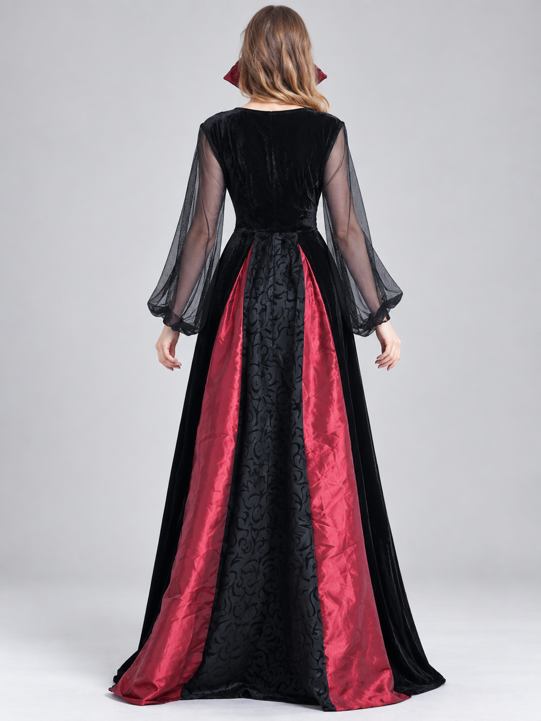 Black carnival costume dress with red inserts