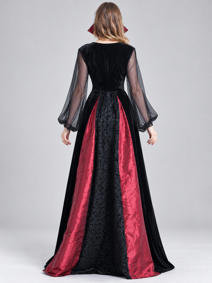Black carnival costume dress with red inserts