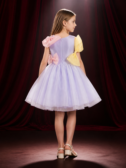 Toddler Girls' Princess Formal Dress, Sleeveless Layered Tulle Skirt With Large back view