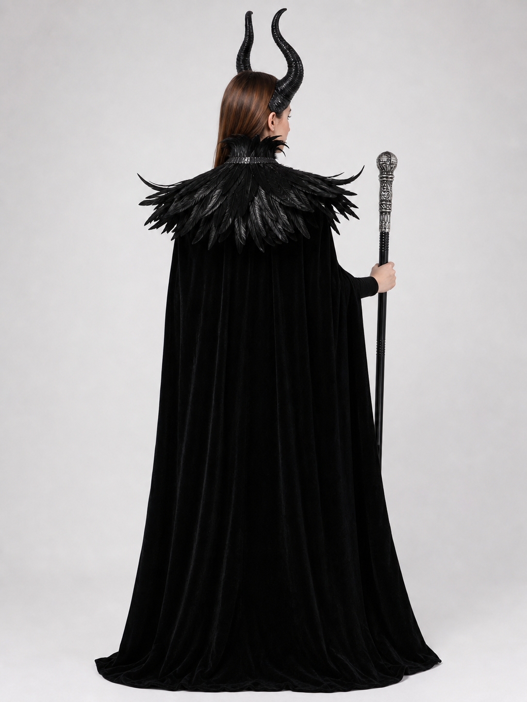 Black cape with scepter, dark fantasy-style set