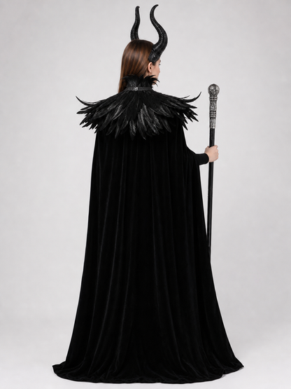 Black cape with scepter, dark fantasy-style set