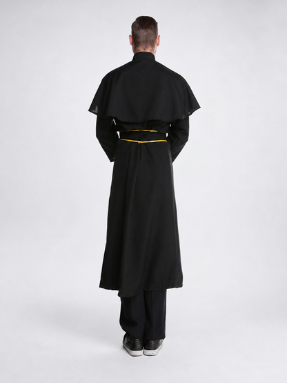 Vampire Costume: Black Robe with Belt and Cross