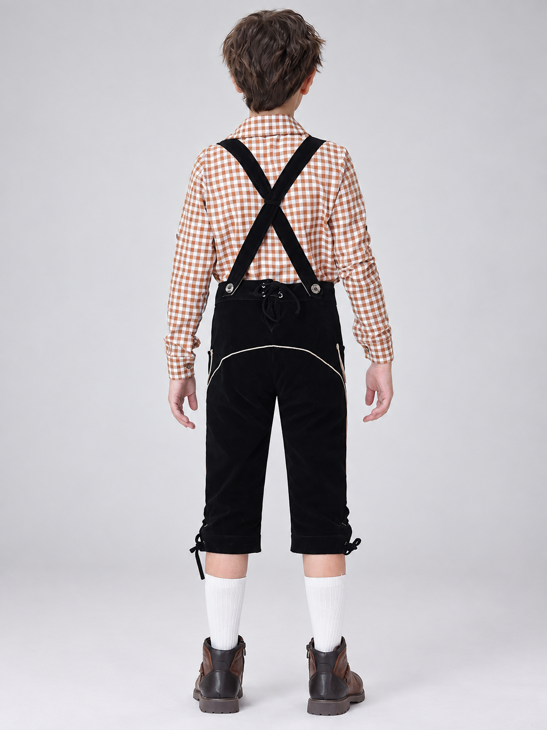 Kids' Bavarian-Style Costume: Plaid Shirt and Pants