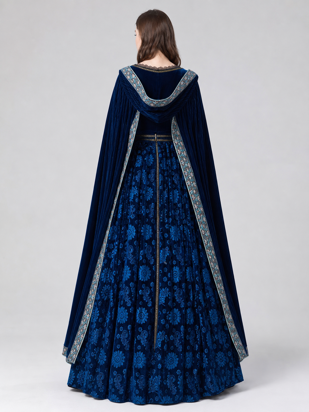Queen cosplay costume with hood and cape