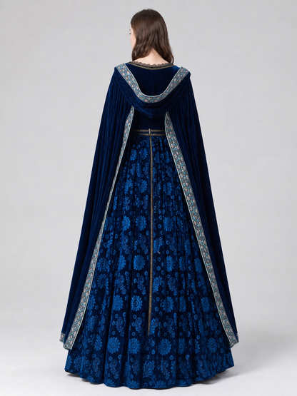 Queen cosplay costume with hood and cape