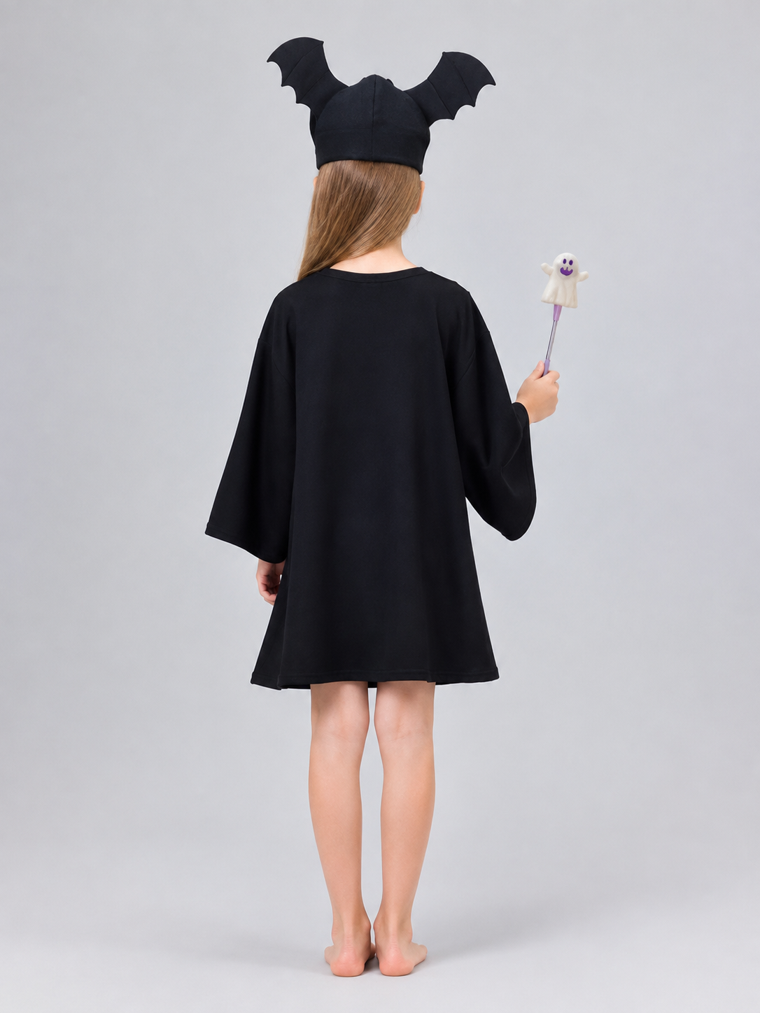 Children's Carnival Costume Dress with Ghost Face Print back view