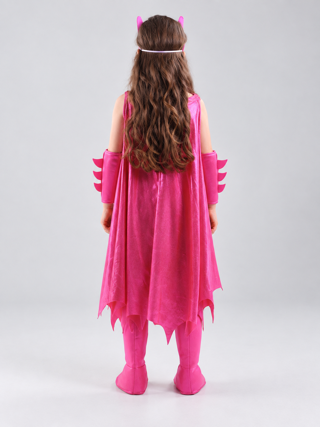 Children’s superhero costume with mask and cape back view