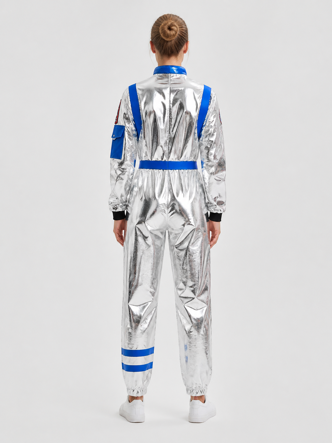 Cosplay astronaut jumpsuit, blue, with a belt back view