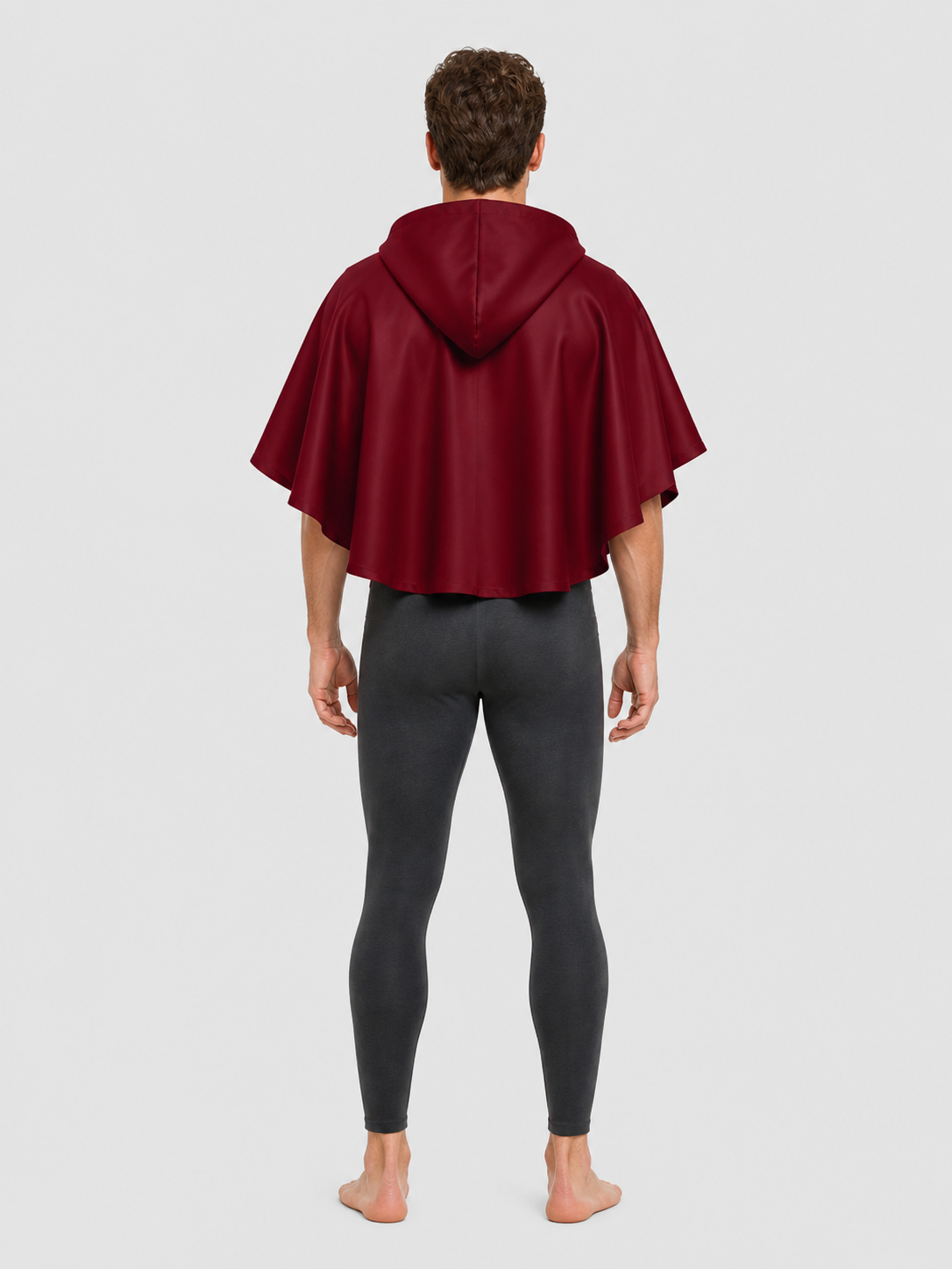 Red Short Hooded Cape for Halloween back view