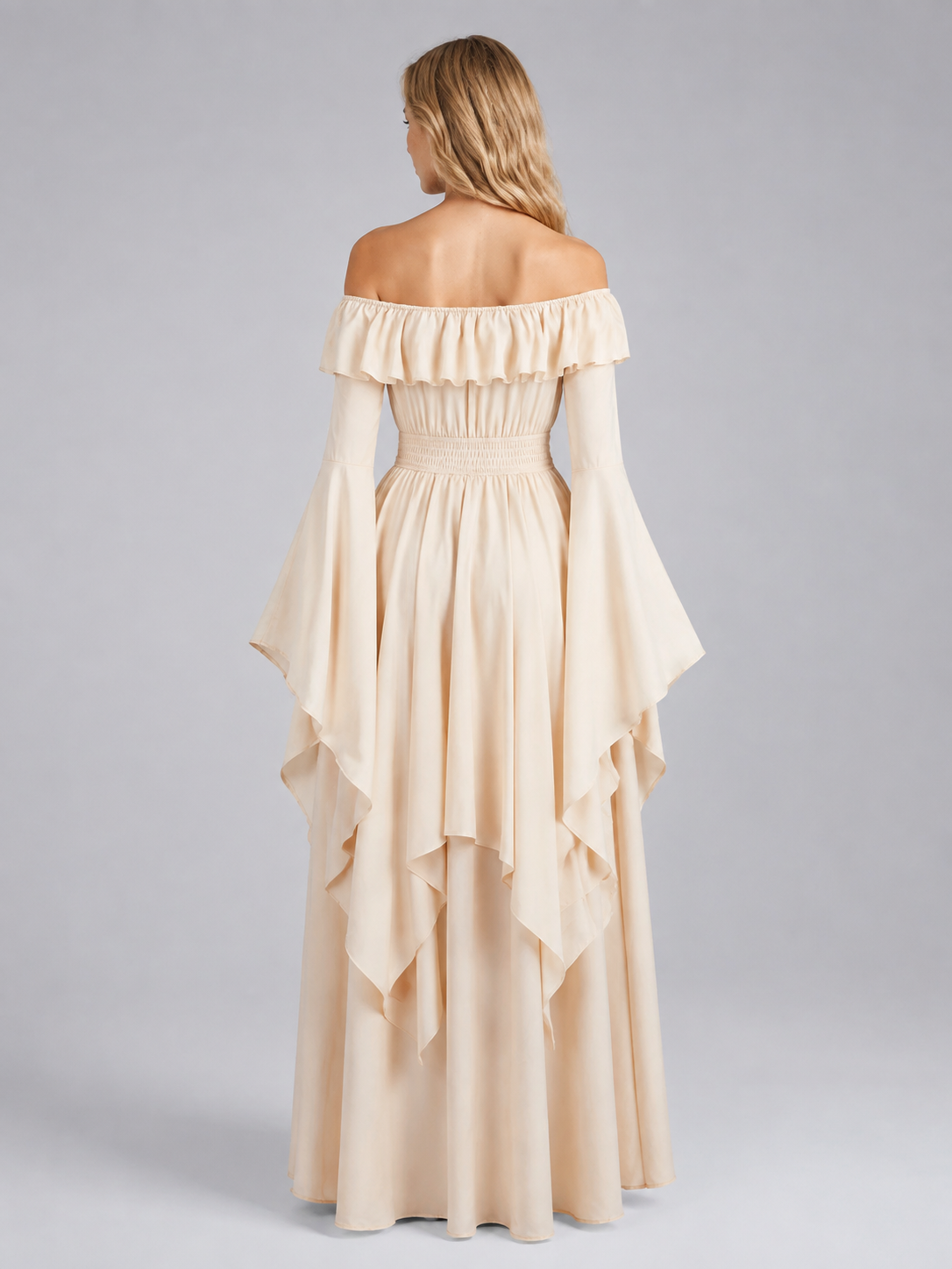 A-Line Dress with Ruffles and Off-the-Shoulder Design