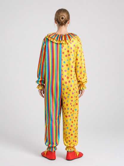 Striped and Polka-Dot Clown Carnival Jumpsuit back view