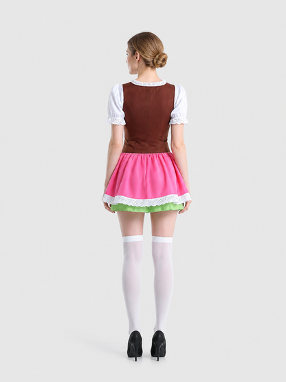 Bavarian-Style Dress with a Corset Bodice and Lace back view