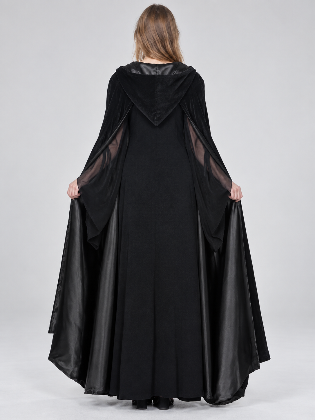 Black Carnival Costume with Cape and Hood