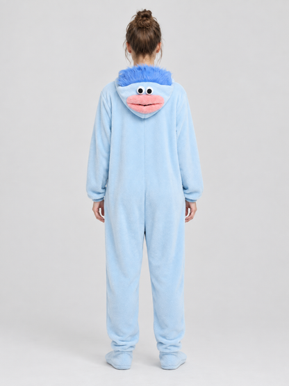 Fleece Pajama Jumpsuit with Cartoon Face