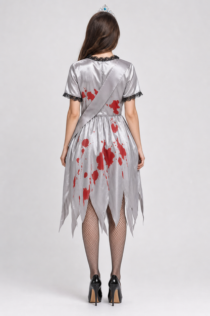 Zombie Queen Costume Dress with Tiara and Sash