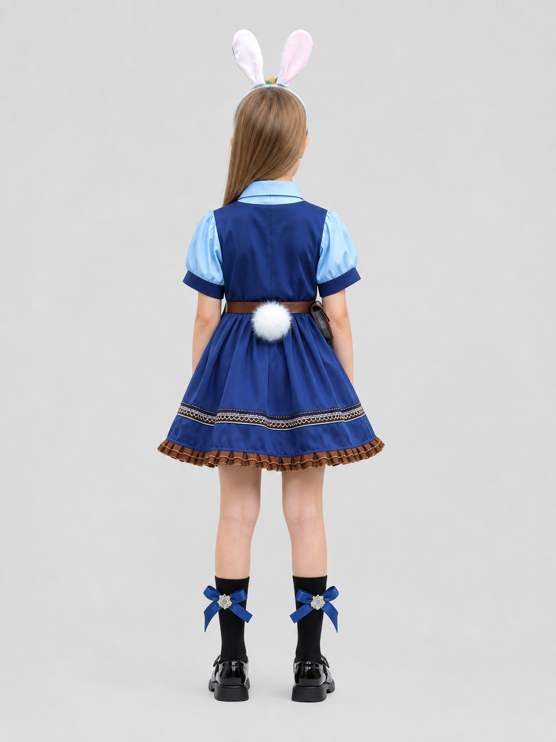 Children's Police Rabbit Skirt with Rabbit Ears and Tail back view