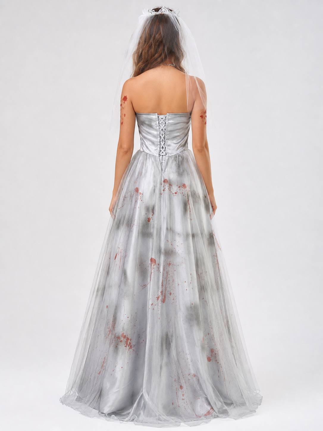 Wedding-Style Dress with Red Accents