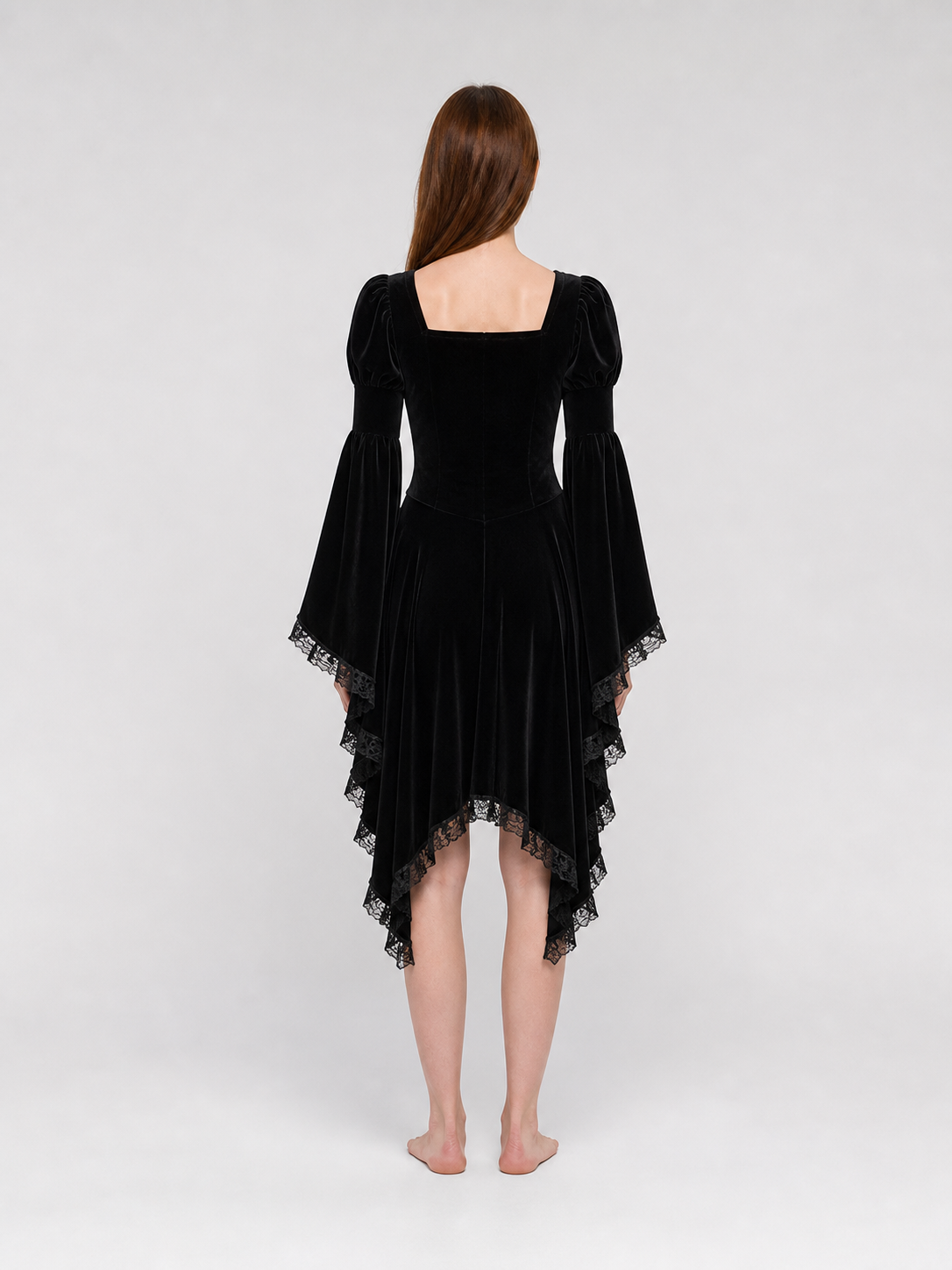 Gothic Cosplay Dress with Lace and Zipper