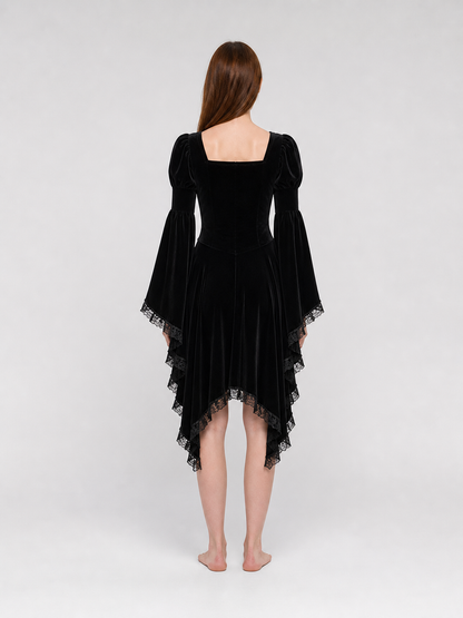 Gothic Cosplay Dress with Lace and Zipper