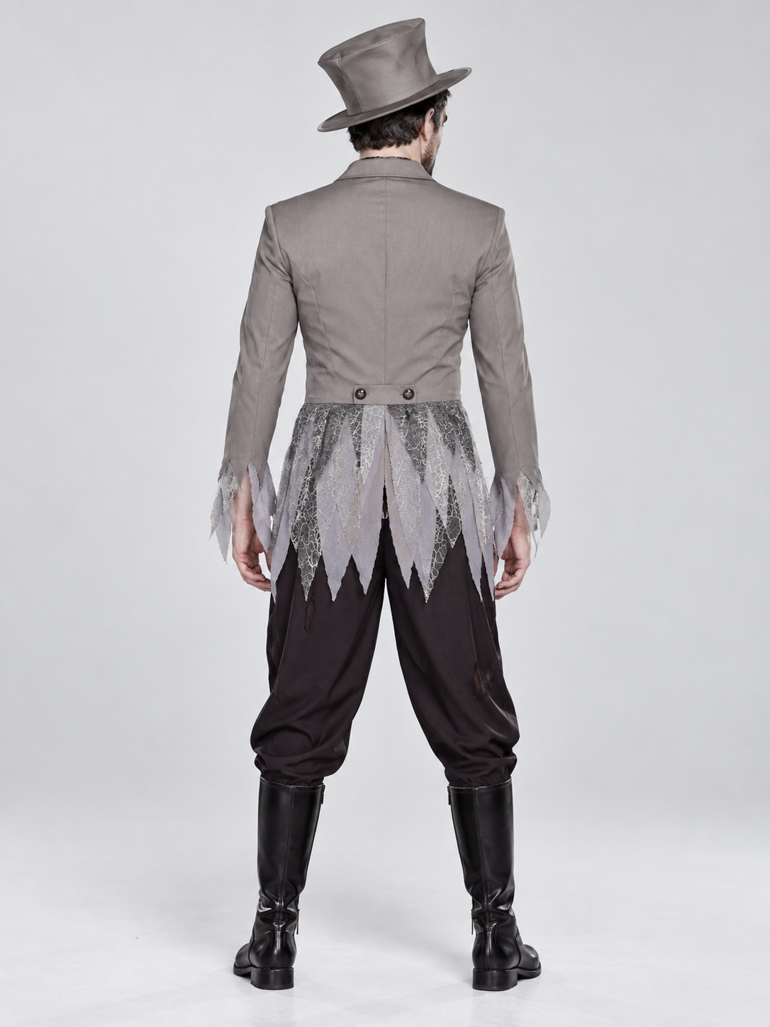 Halloween Costume Gray Tailcoat with Raw Edges and Pants