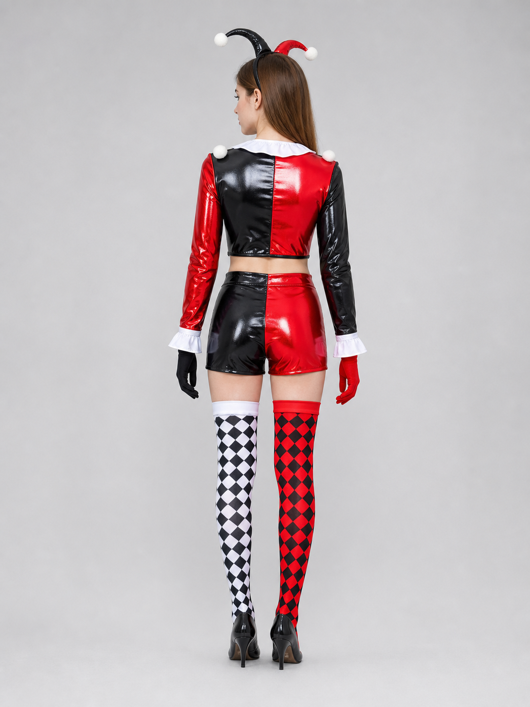 Clown Carnival Costume for Cosplay with Accessories back view