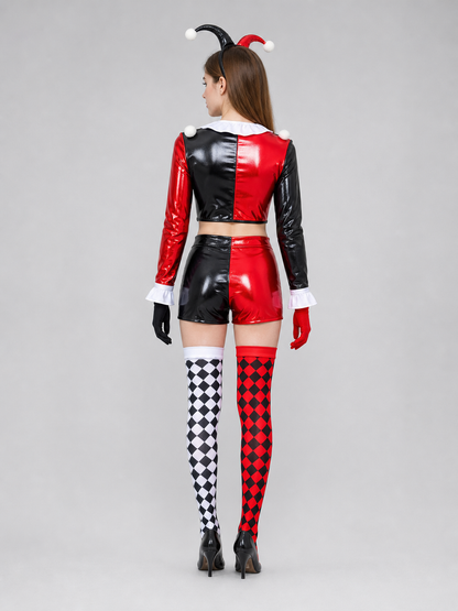 Clown Carnival Costume for Cosplay with Accessories back view