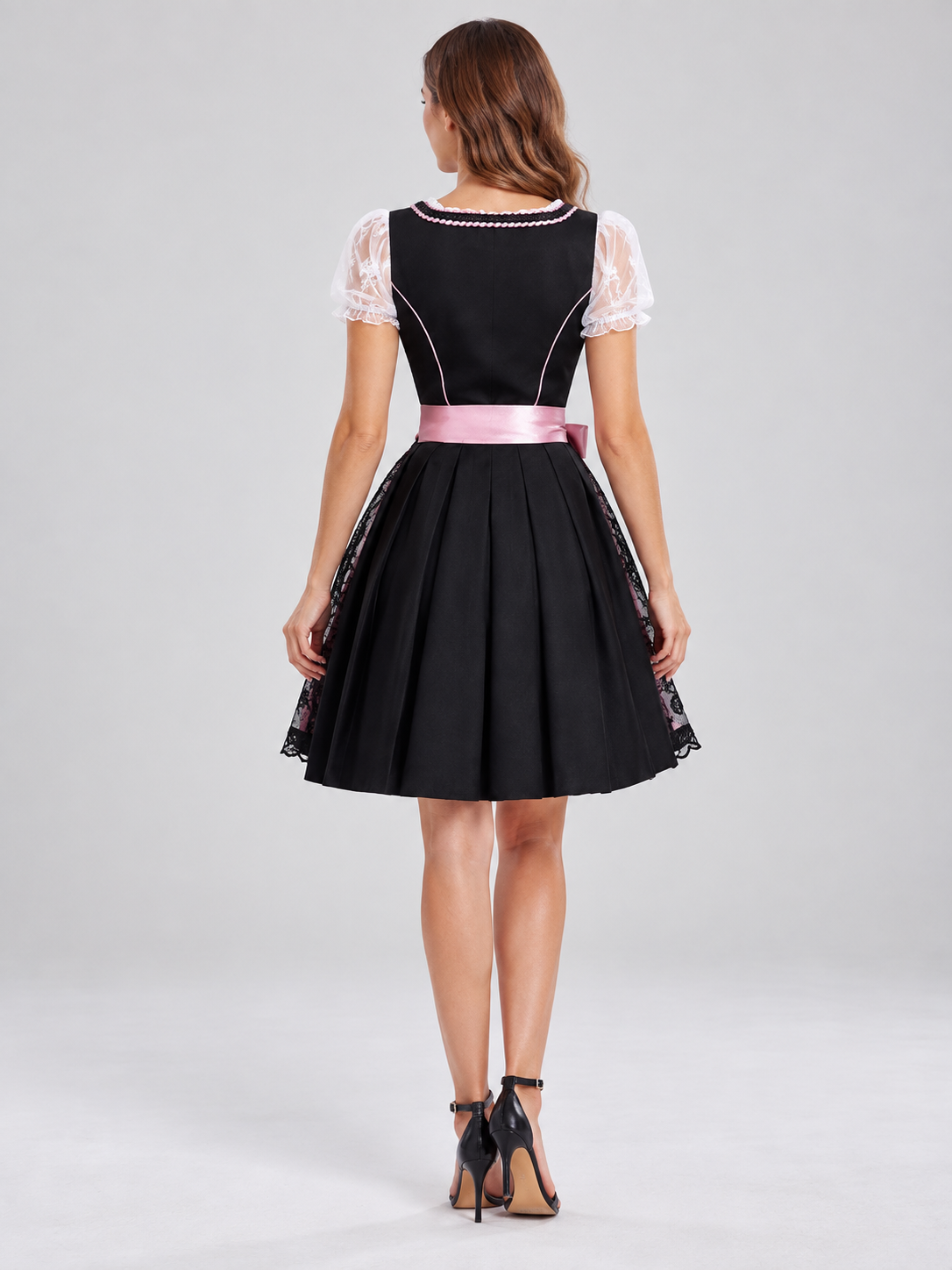 Dirndl Dress with Apron, Lace, and Lacing