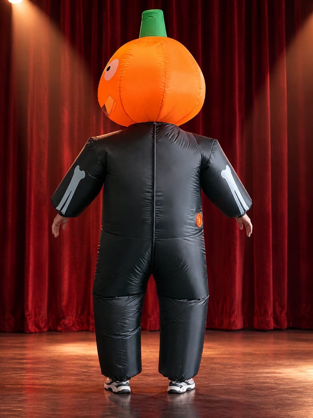 Inflatable Pumpkin Skeleton Print Carnival Costume
