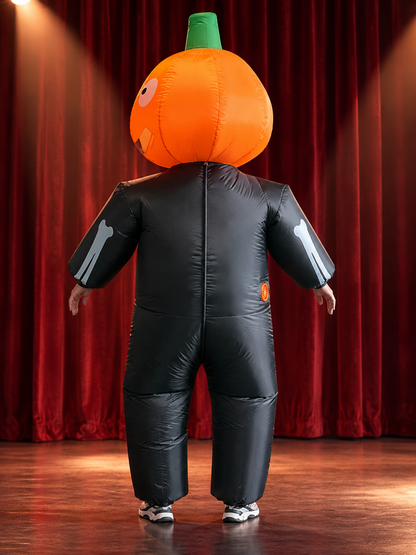 Inflatable Pumpkin Skeleton Print Carnival Costume