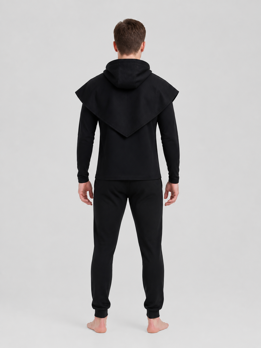 Black Carnival Cloak with Hood and Mask back view 8