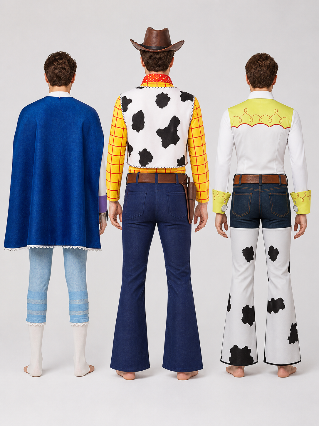 Toy Story Woody, Bo Peep, and Jessie Cosplay Costume back view